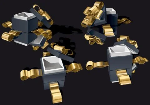 Set of open gift boxes Stock Illustration