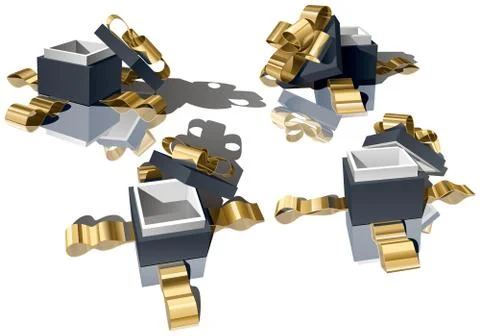 Set of open gift boxes Stock Illustration