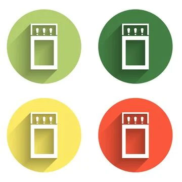 Set Open matchbox and matches icon isolated with long shadow background. Co.. Stock Illustration