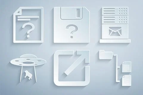 Set Open in new window, Mail server, UFO abducts cow, Folder tree, Unknown Stock Illustration