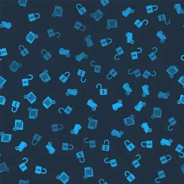 Set Open padlock, Folder and, and Document on seamless pattern. Vector Stock Illustration