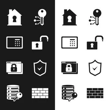 Set Open padlock, Safe, House under protection, Cryptocurrency key, Secure your イラスト素材