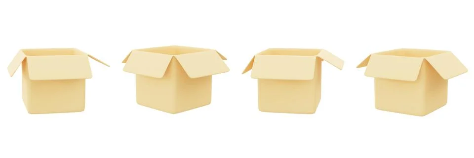 Set of opened parcel boxes isolated on white background, Great discount and s Illustrazione stock