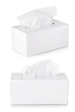 Set of Opened tissue box isolated on a white background with clipping path Stock Photos