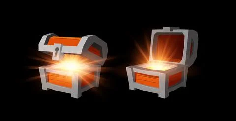 Set of opened treasure chests flat style, vector illustration 스톡 일러스트