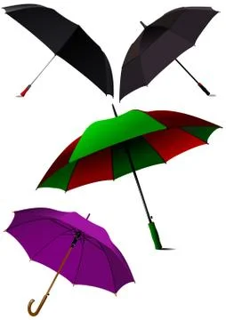 Set of opened  umbrellas. vector illustration Illustrazione stock