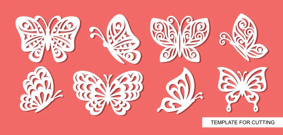 Set of openwork butterflies.  Stock Illustration