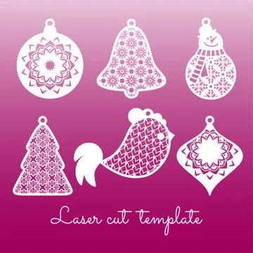 Set of openwork Christmas decorations. Stock Illustration