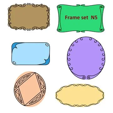 A set of openwork frames with a colored background. Stock Illustration