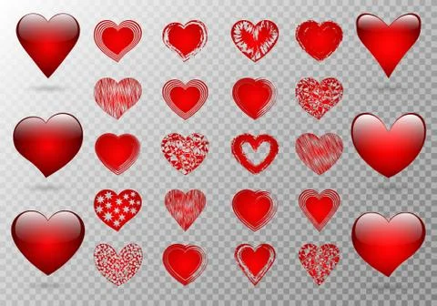 Set of openwork hearts Stock Illustration