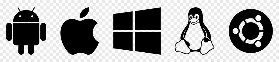 Set of operating system logos Stock Illustration