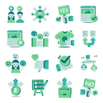Set of Opinion Flat Icons Illustration