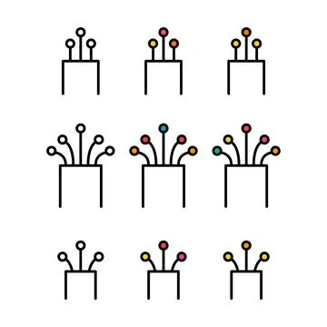 Set of optical cable icon, technology information web network, digital vector Stock Illustration