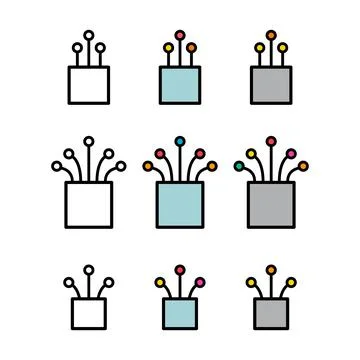 Set of optical cable icon, technology information web network, digital vector Illustrazione stock
