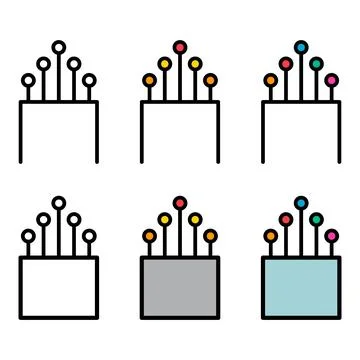 Set of optical cable icon, technology information web network, digital vector Stockillustratie