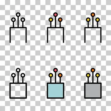 Set of optical cable icon, technology information web network, digital vector Stock Illustration