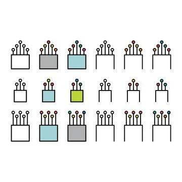 Set of optical cable icon, technology information web network, digital vector Stock Illustration