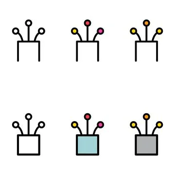 Set of optical cable icon, technology information web network, digital vector 스톡 일러스트