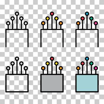 Set of optical cable icon, technology information web network, digital vector Illustrazione stock