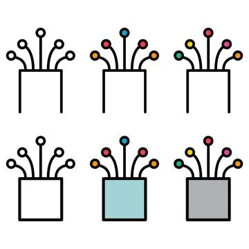 Set of optical cable icon, technology information web network, digital vector Stock Illustration