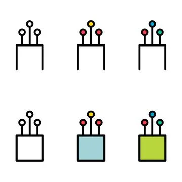 Set of optical cable icon, technology information web network, digital vector 스톡 일러스트