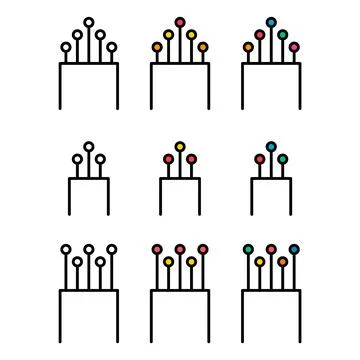 Set of optical cable icon, technology information web network, digital vector Stock Illustration