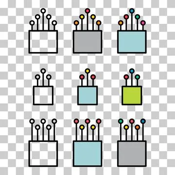 Set of optical cable icon, technology information web network, digital vector 스톡 일러스트