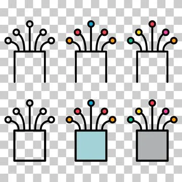 Set of optical cable icon, technology information web network, digital vector 스톡 일러스트