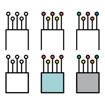 Set of optical cable icon, technology information web network, digital vector 库存插图
