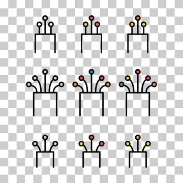 Set of optical cable icon, technology information web network, digital vector Stock Illustration