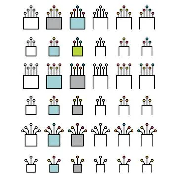 Set of optical cable icon, technology information web network, digital vector Illustrazione stock