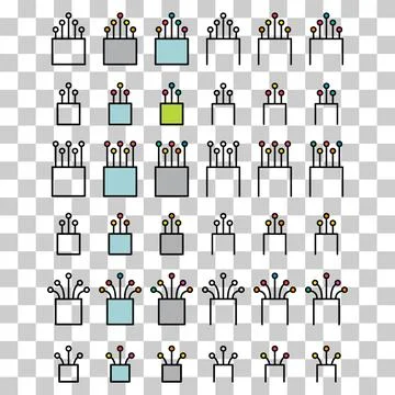Set of optical cable icon, technology information web network, digital vector Stock Illustration