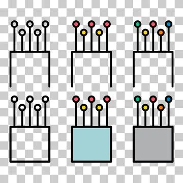 Set of optical cable icon, technology information web network, digital vector Stock Illustration