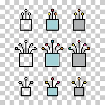 Set of optical cable icon, technology information web network, digital vector イラスト素材