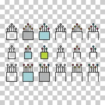 Set of optical cable icon, technology information web network, digital vector Illustrazione stock