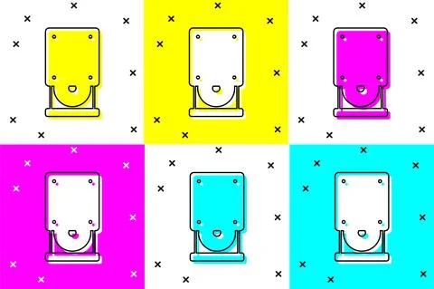 Set Optical disc drive icon isolated on color background. CD DVD laptop tray Stock Illustration