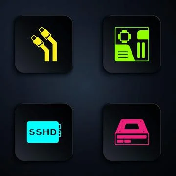 Set Optical disc drive, LAN cable network internet, SSHD card and Motherboard 库存插图
