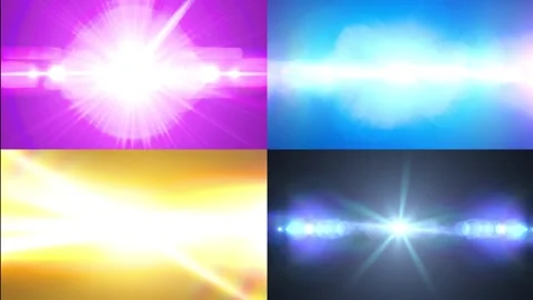 Set of optical lens flares shine burst animation on black abstract background Stock Footage 290369366