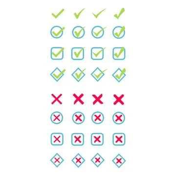 A set of options for checkmark buttons. Stock Illustration