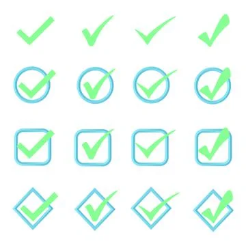 A set of options for checkmark buttons. Stock Illustration