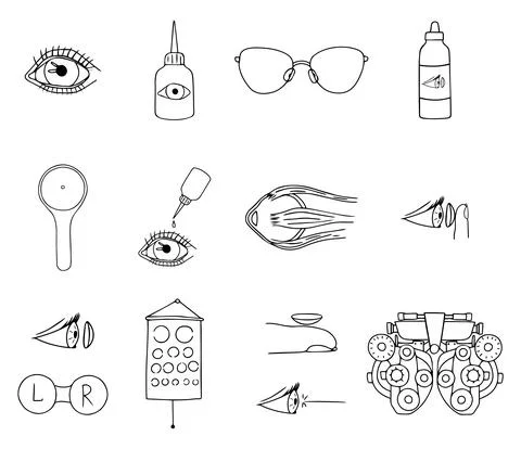 Set optometry elements isolated on white background. Collection medical equip イラスト素材