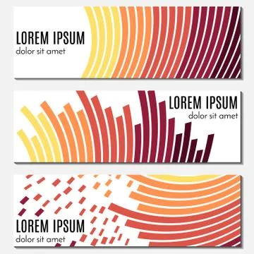 Set of orange abstract header banners with curved lines Stock Illustration