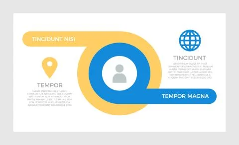 Set of orange and blue elements for infographic presentation slides with charts イラスト素材