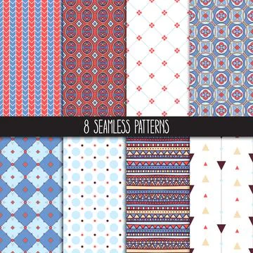 Set of orange and blue patterns Stock Illustration