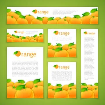 Set of Orange Banners Stock Illustration