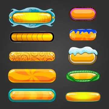 Set of orange button for game design イラスト素材