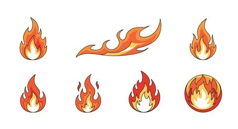 Set of orange flame icons Stock Illustration