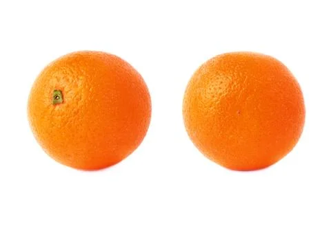 Set of orange fruit isolated over the white background, two different Stock Photos
