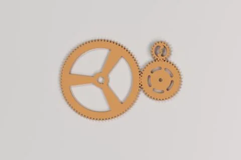 Set of orange gears and cogs on white background Stock Illustration