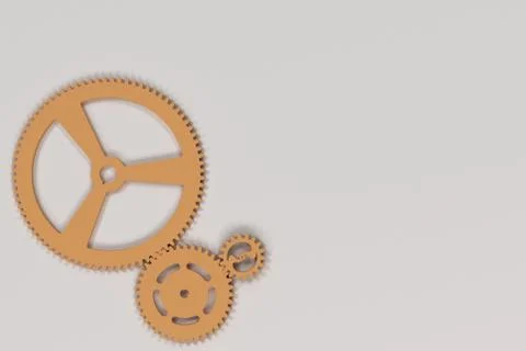 Set of orange gears and cogs on white background Stock Illustration